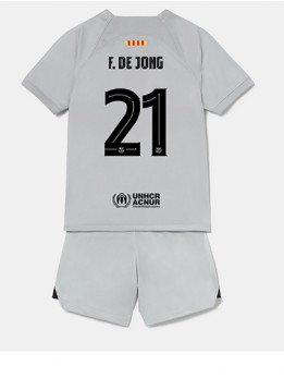 Barcelona Frenkie de Jong #21 Ausweichtrikot für Kinder 2022-23 Kurzarm (+ Kurze Hosen)